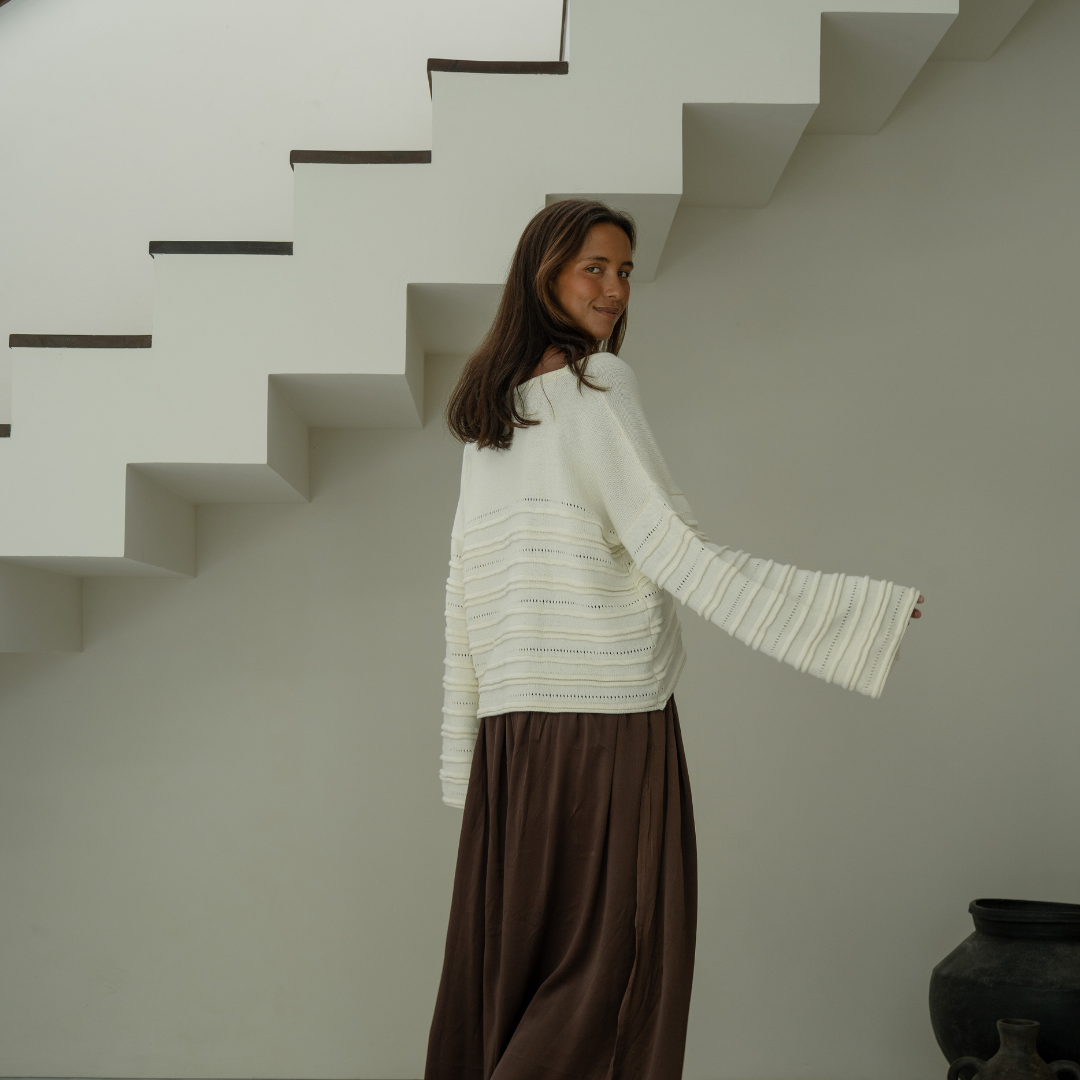 ALMA - CREAM Textured Knit Sweater