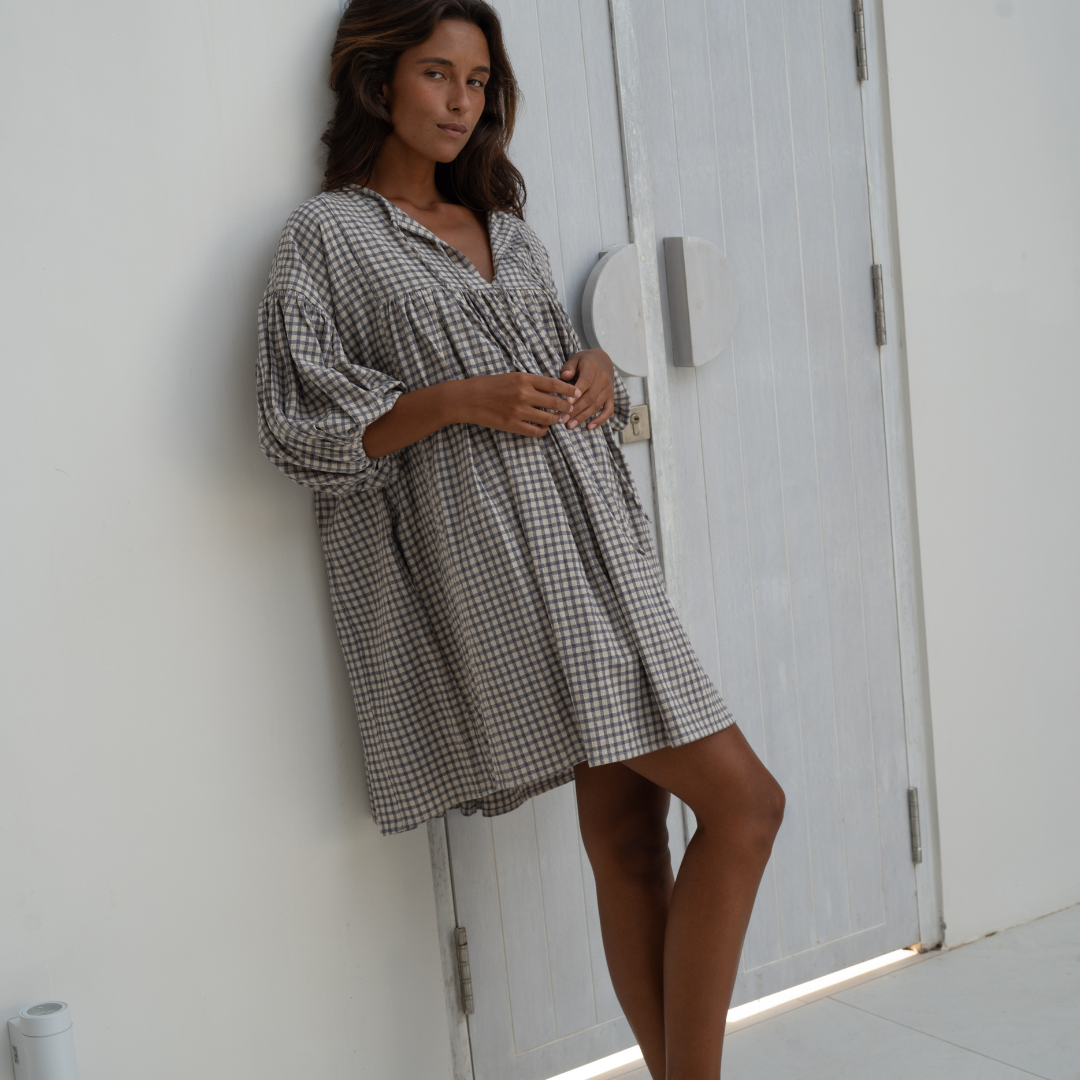 OTTALIE - Linen Gingham Dress