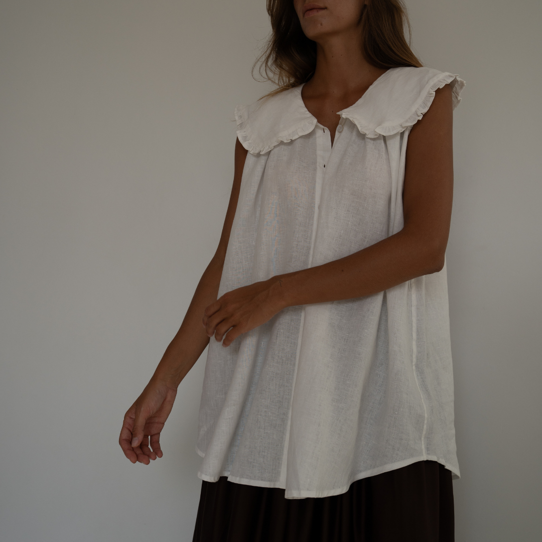 ANNE - WHITE Linen Blouse