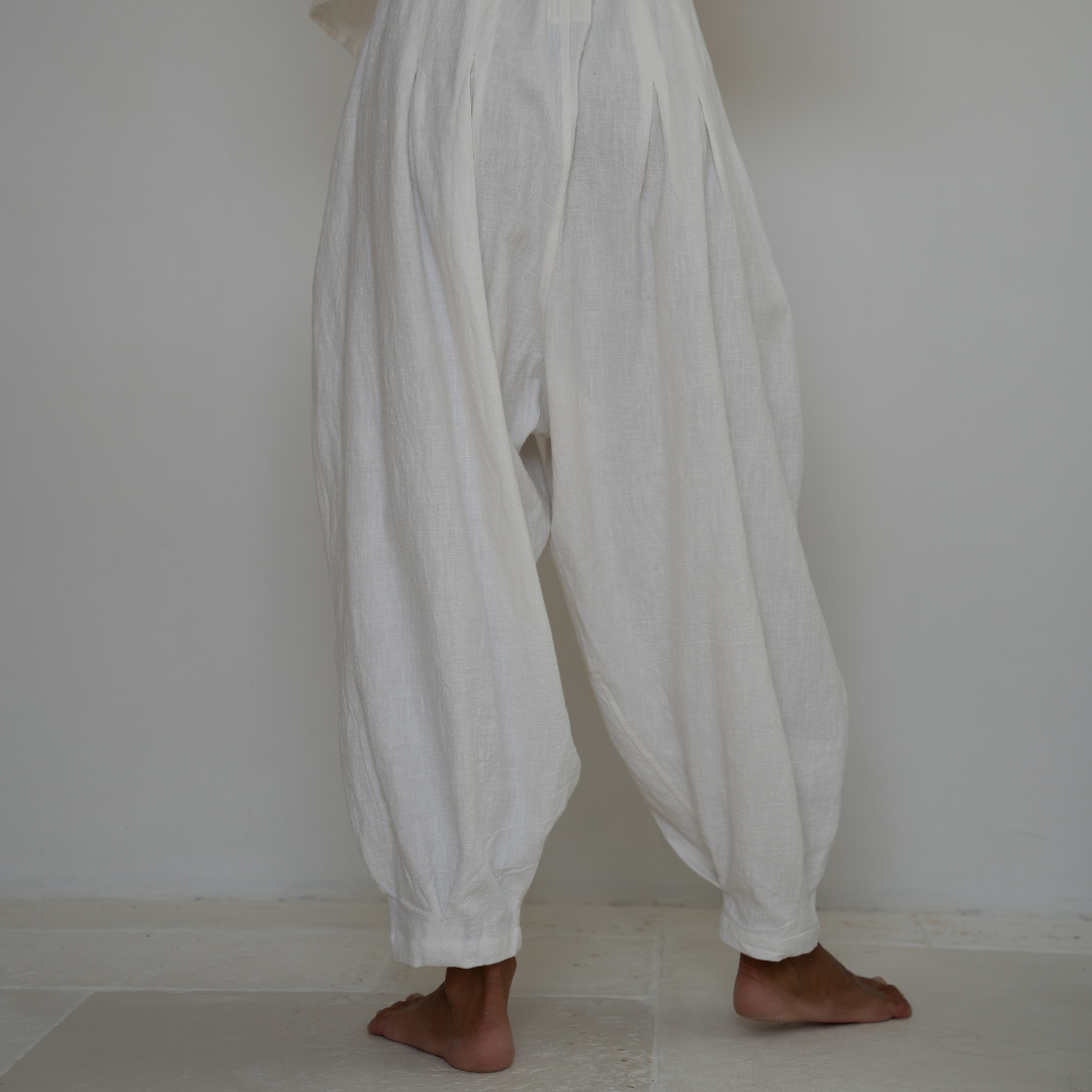 MARLO PLEAT - WHITE Ramie Pant