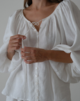 FAITH - White Linen Blouse