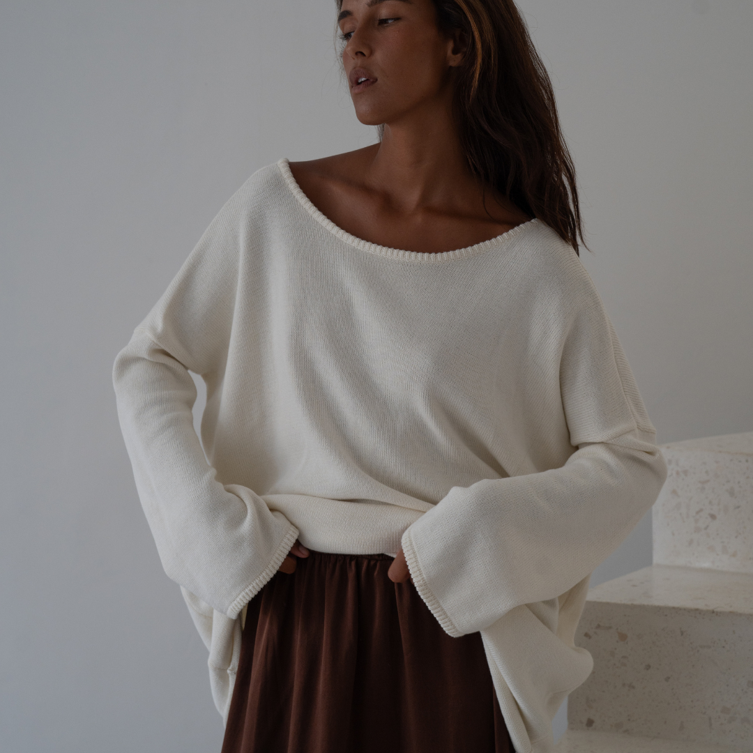 ANGEL SWEATER - CREAM Open-Back Knit