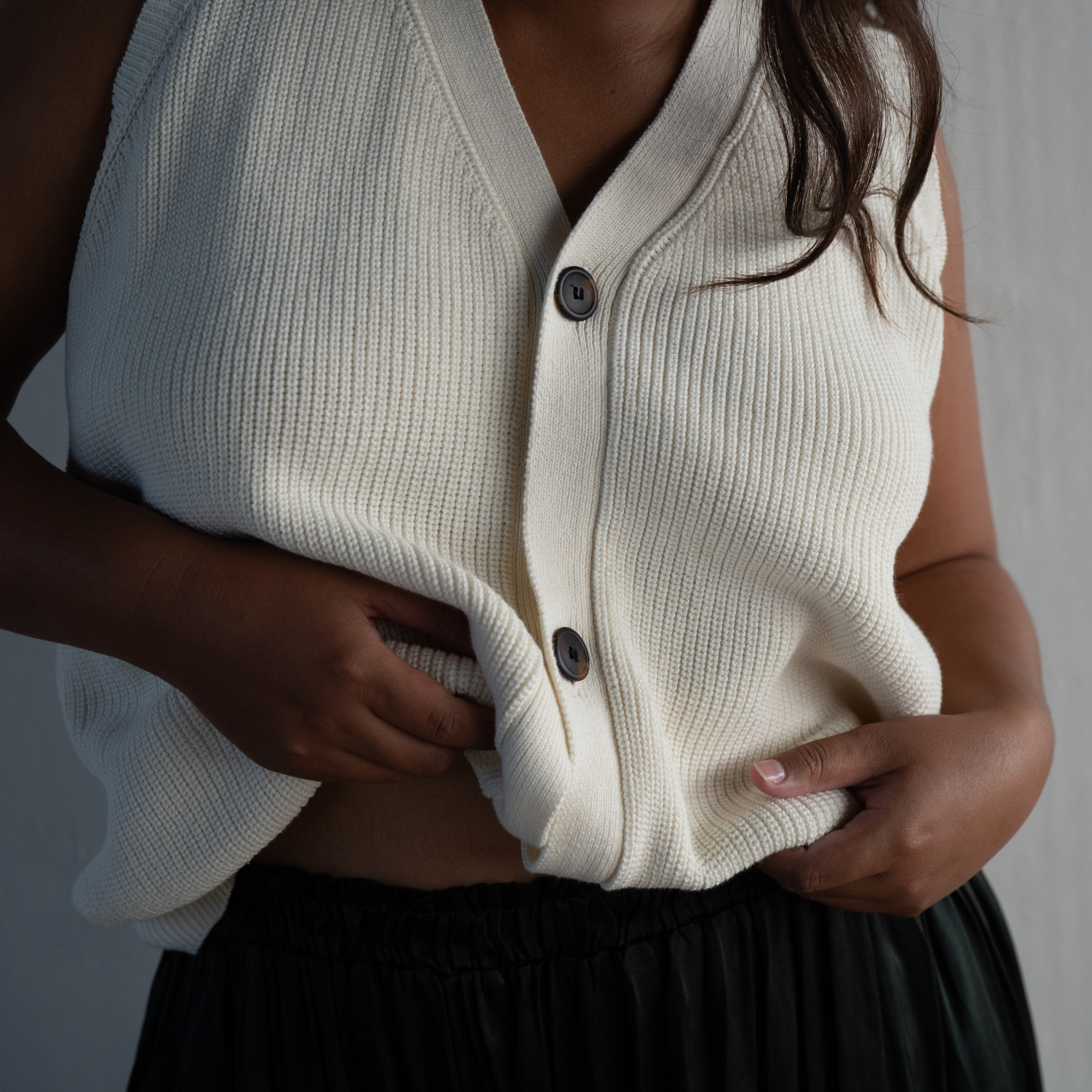 ARTHUR -  CREAM Buttoned Knit Vest