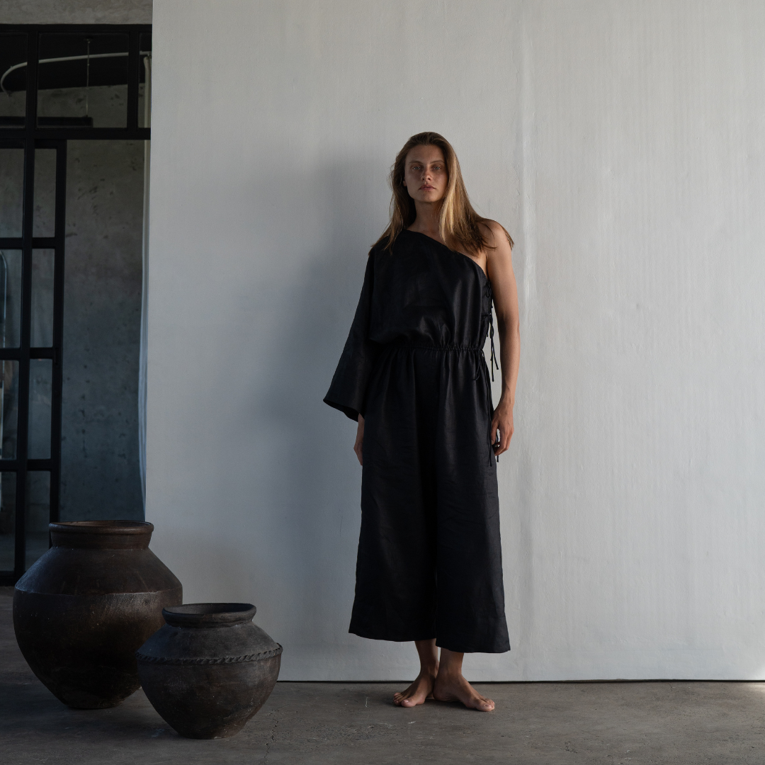 ATHENA - BLACK Linen Jumpsuit