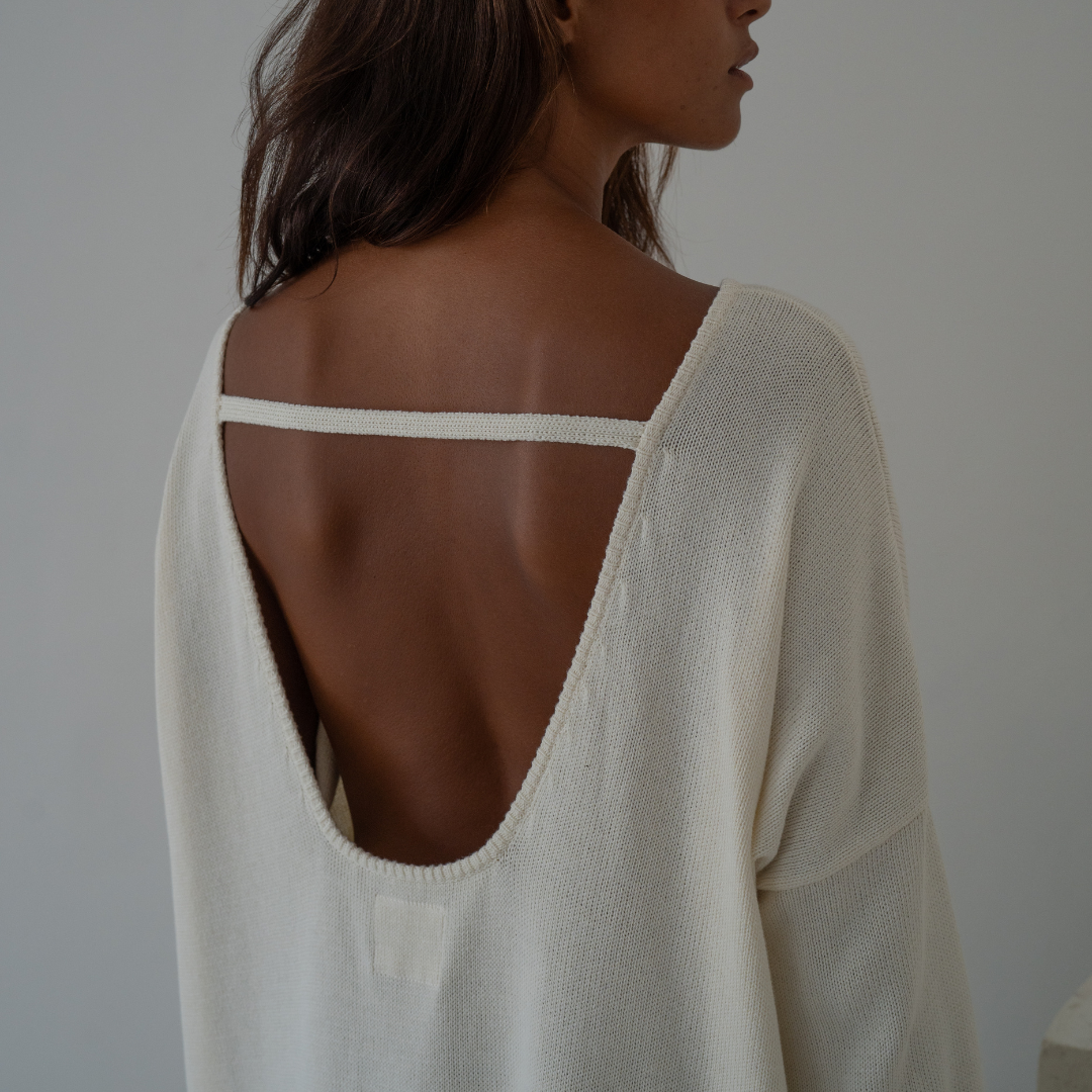 ANGEL DRESS - CREAM Open-Back Knit