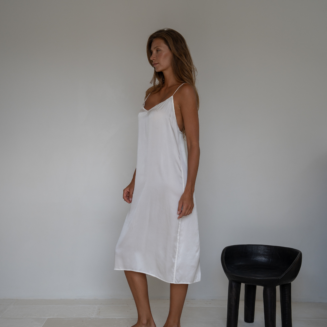 CAMILLE - WHITE Mulberry Silk Slip