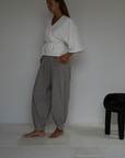 PRE-ORDER MARLO PLEAT - WISTERIA GINGHAM Linen Pant