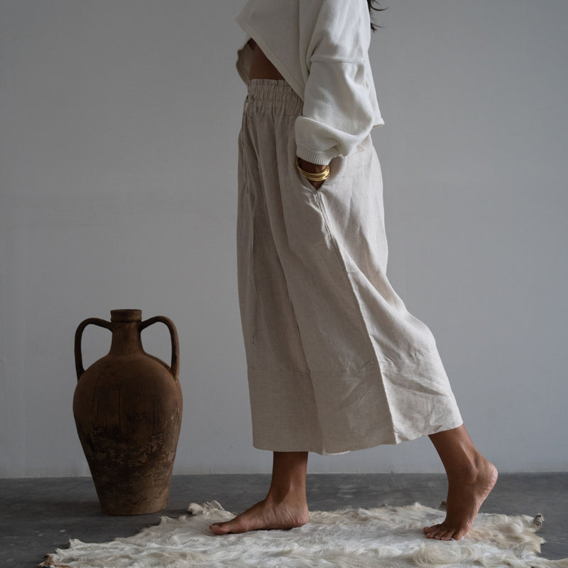 ATILLA - NATURAL Linen Cascade Pant