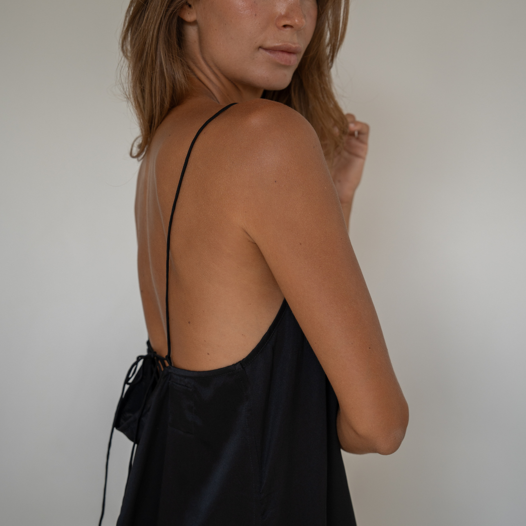 CAMILLE - BLACK Mulberry Silk Slip