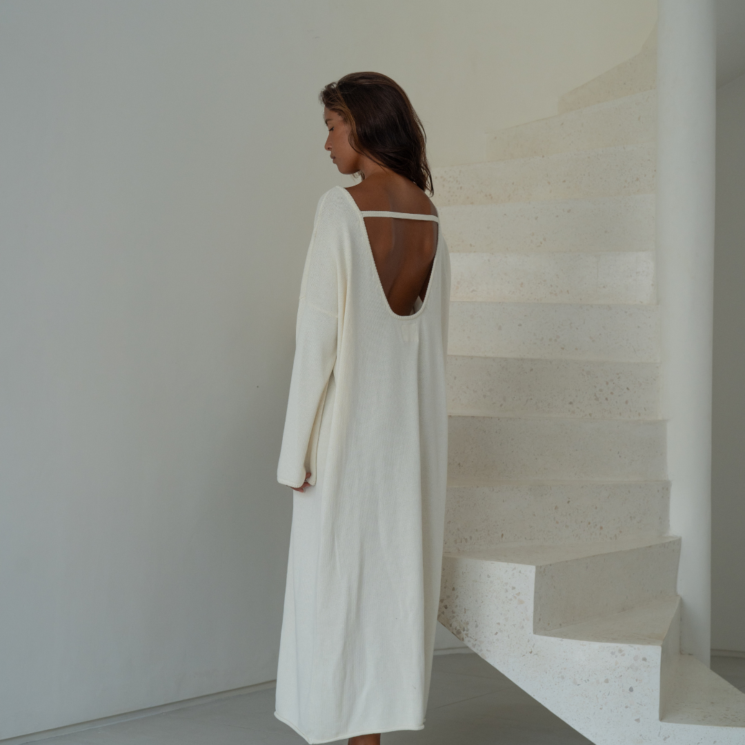 ANGEL DRESS - CREAM Open-Back Knit