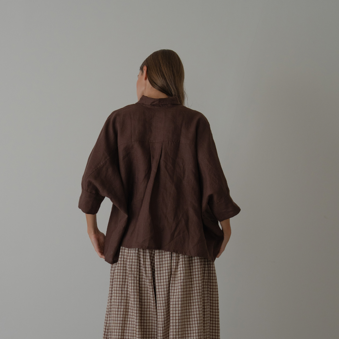 ELIZA - Chocolate Linen Shirt