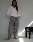 PRE-ORDER MARLO PLEAT - WISTERIA GINGHAM Linen Pant