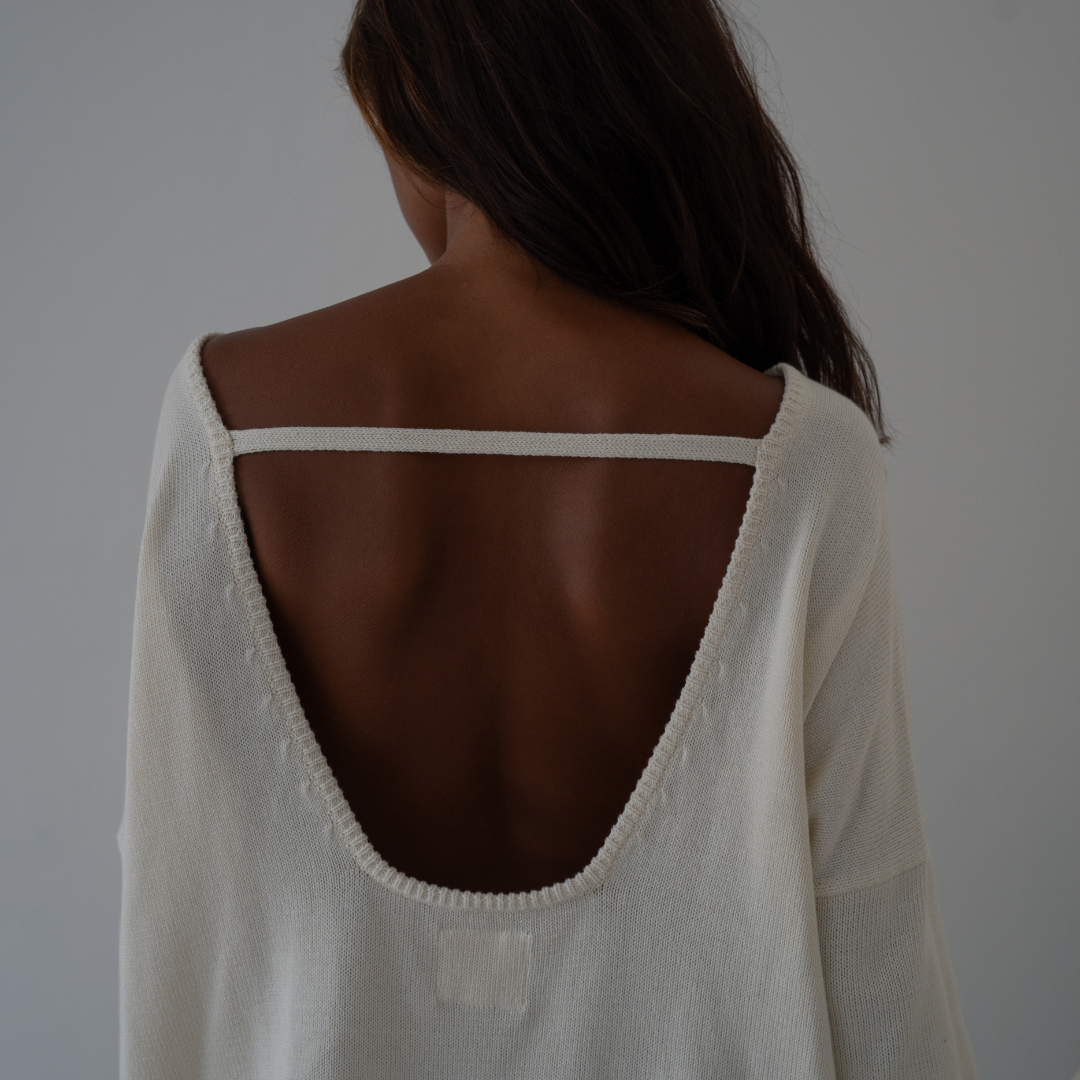 ANGEL SWEATER - CREAM Open-Back Knit