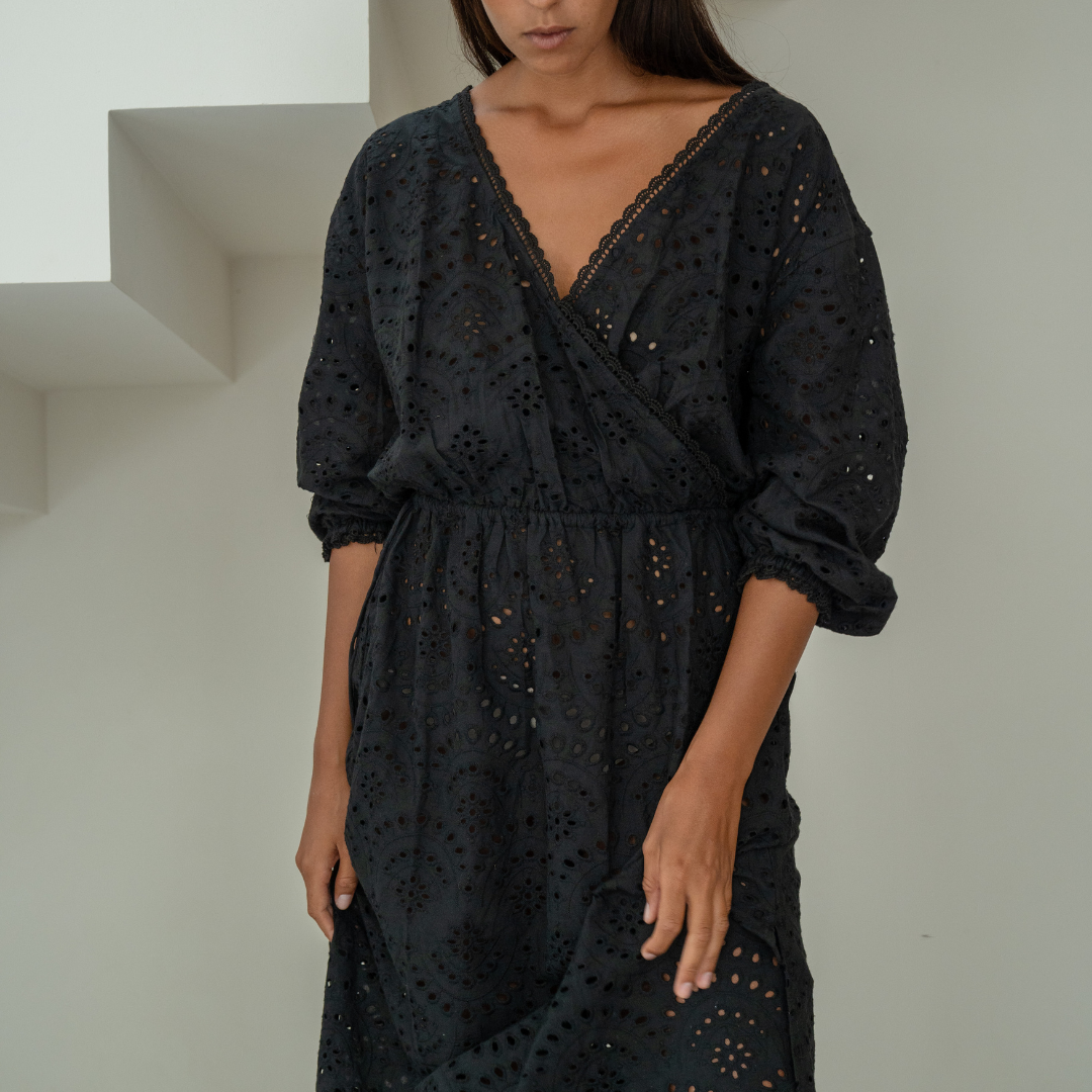 FLORENCE - BLACK Broderie Dress