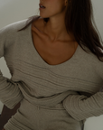 ALMA - FAWN Textured Knit Sweater