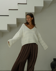 ALMA - CREAM Textured Knit Sweater