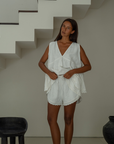 CLEO - WHITE Scalloped Ramie Top