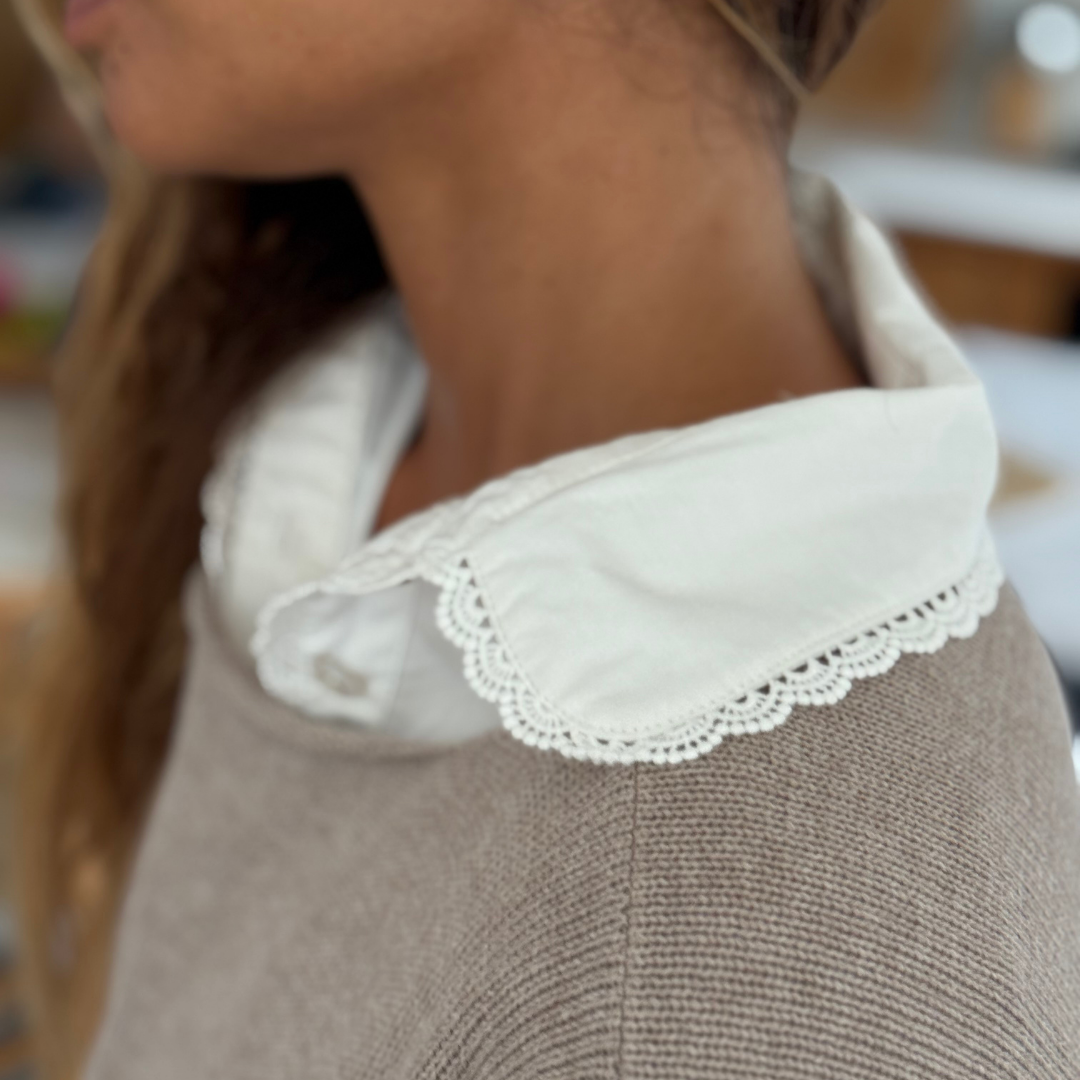PRE-ORDER POPLIN - WHITE Lace Trim Shirt