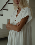 ONNI MIDI - WHITE Scalloped Ramie Dress