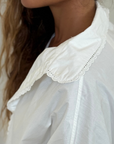 PRE-ORDER POPLIN - WHITE Lace Trim Shirt