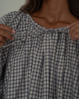 JOSIE - Linen Gingham Voluminous Blouse