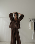 FAITH - Chocolate Linen Blouse