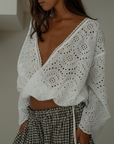 LUNA - WHITE Broderie Blouse