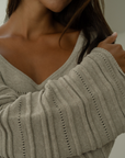 ALMA - FAWN Textured Knit Sweater