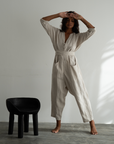 IRIS - NATURAL Linen Jumpsuit