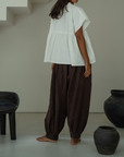 MARLO PLEAT - CHOCOLATE Ramie Pant