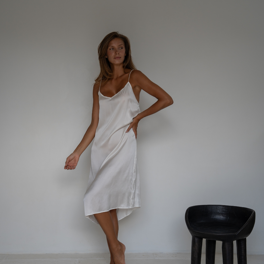 CAMILLE - WHITE Mulberry Silk Slip
