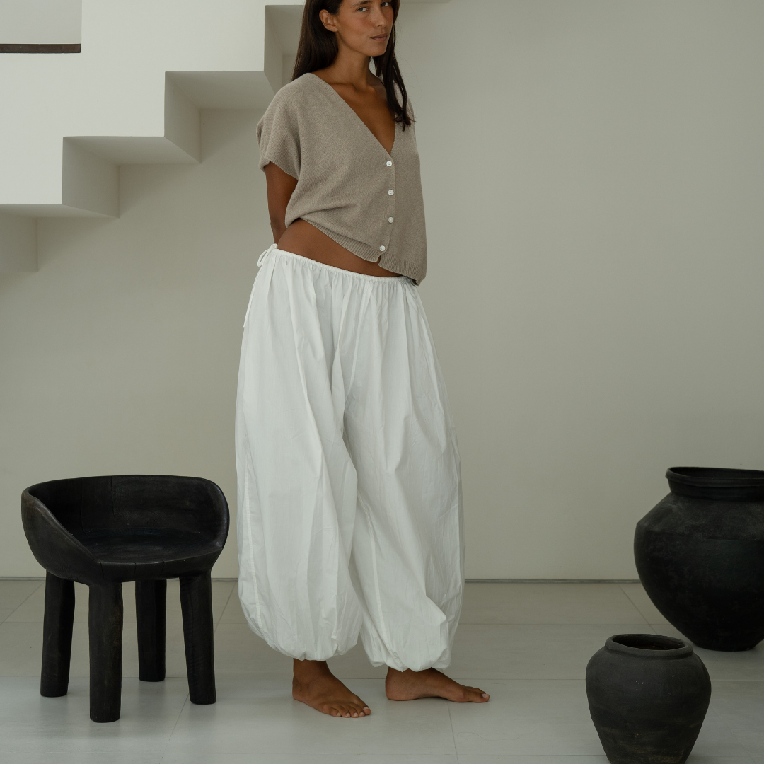 HUME Poplin Volume Pant - WHITE