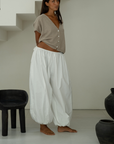 HUME Poplin Volume Pant - WHITE