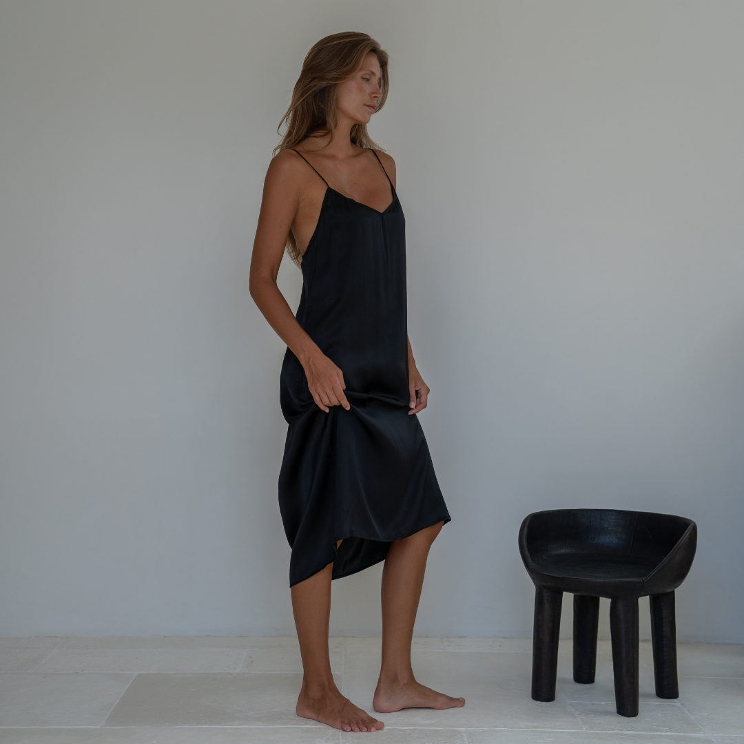 CAMILLE - BLACK Mulberry Silk Slip