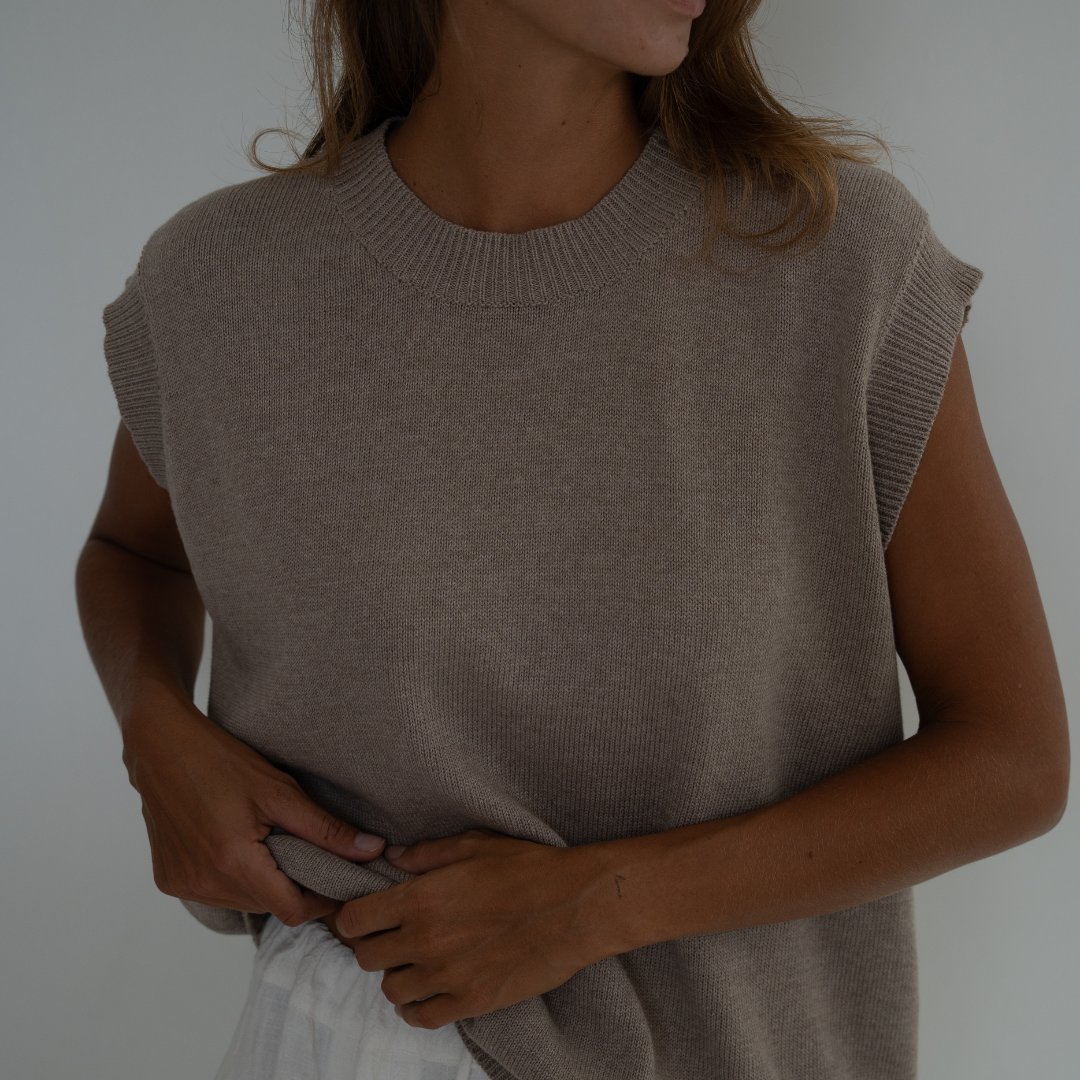 EDITH - FAWN Knit Vest