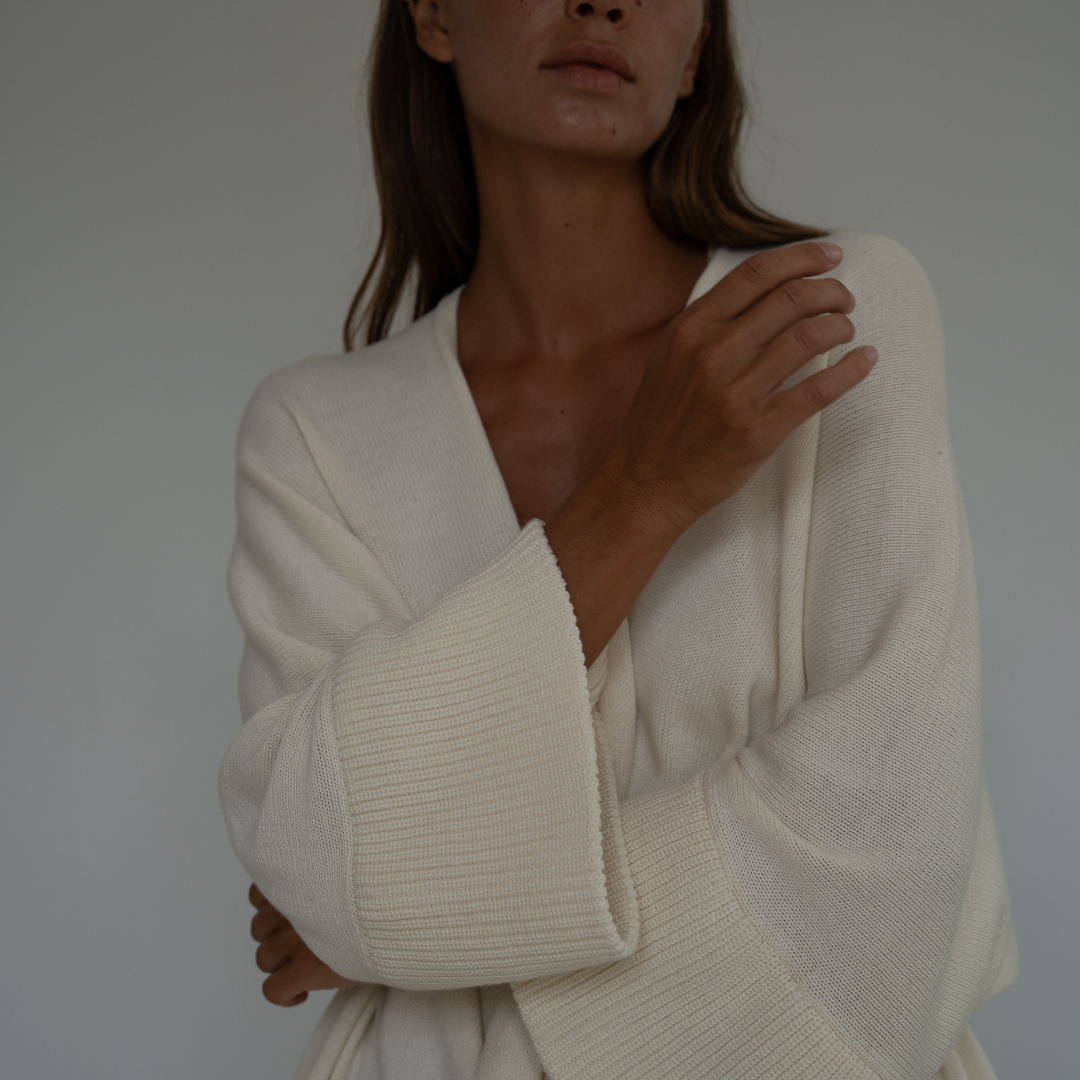 MARK - CREAM Knit Wrap Cardigan