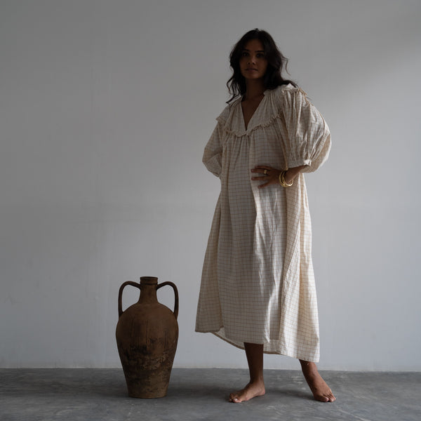 MAXI NALU - OCHRE CHECK Dress