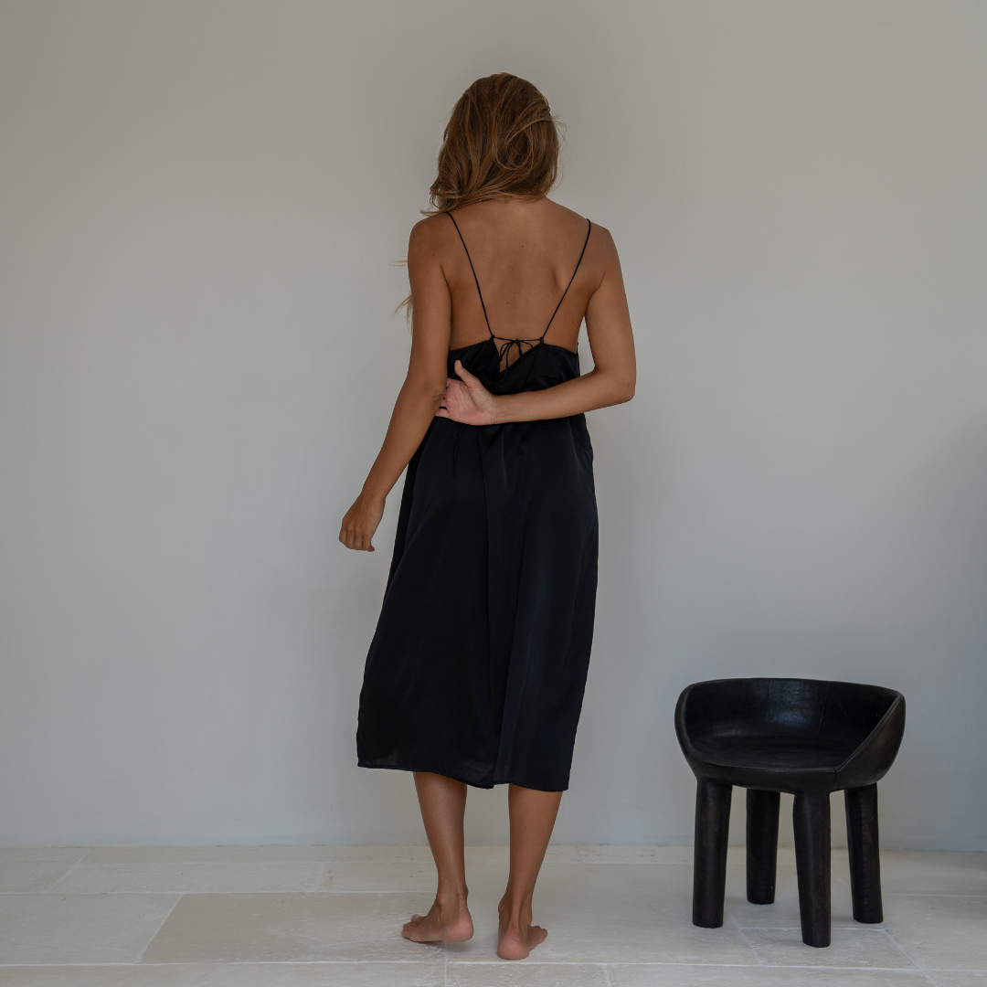CAMILLE - BLACK Mulberry Silk Slip