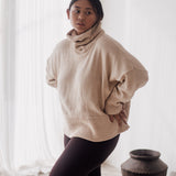 MABLE - SAND Knit Turtle Neck Pullover