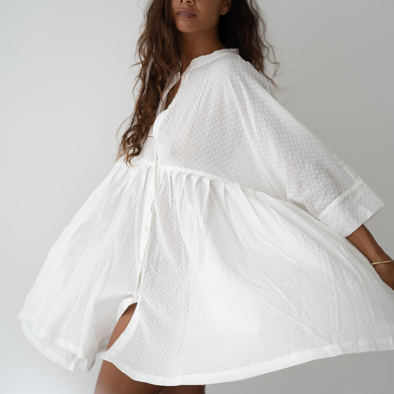 AIDEN - WHITE Buttoned Dress