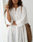 AIDEN - WHITE Buttoned Dress