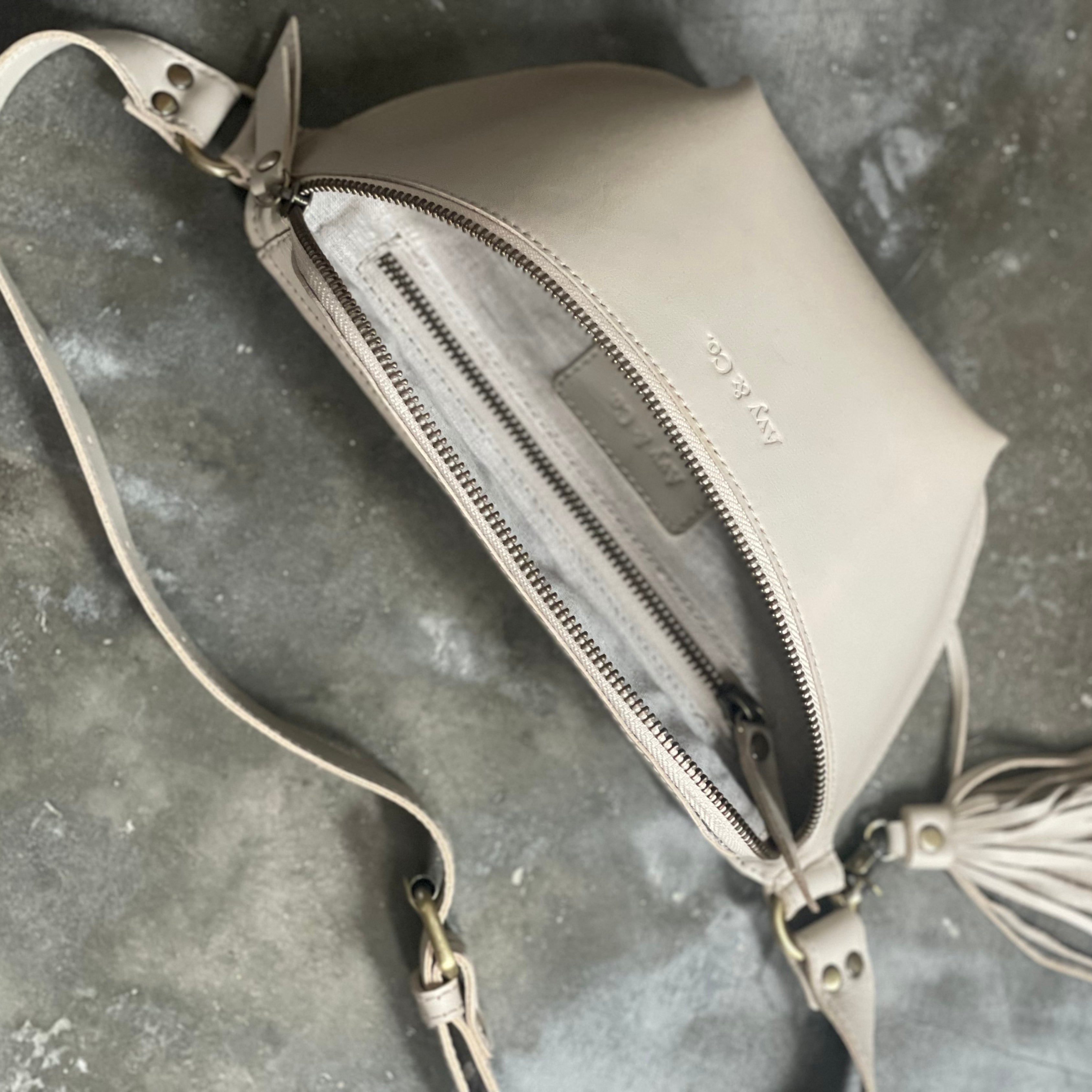 AGNES- STONE Leather Pouch – avyandco