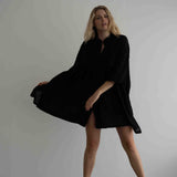AIDEN - BLACK Buttoned Dress