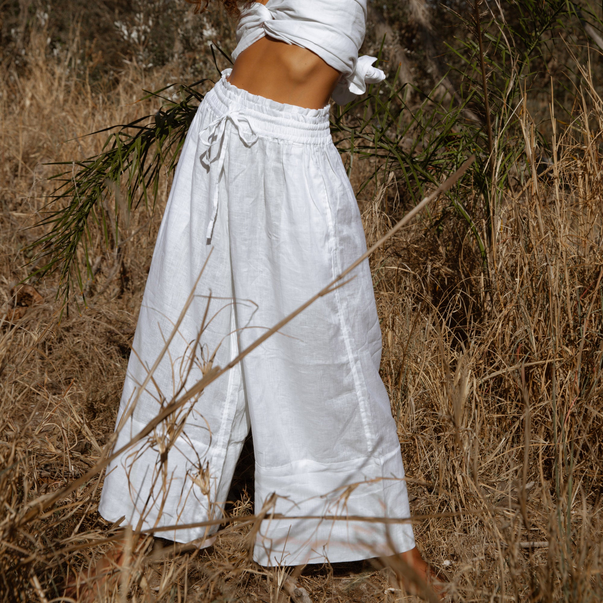 Pre-Order ATILLA - WHITE Linen Cascade Pant