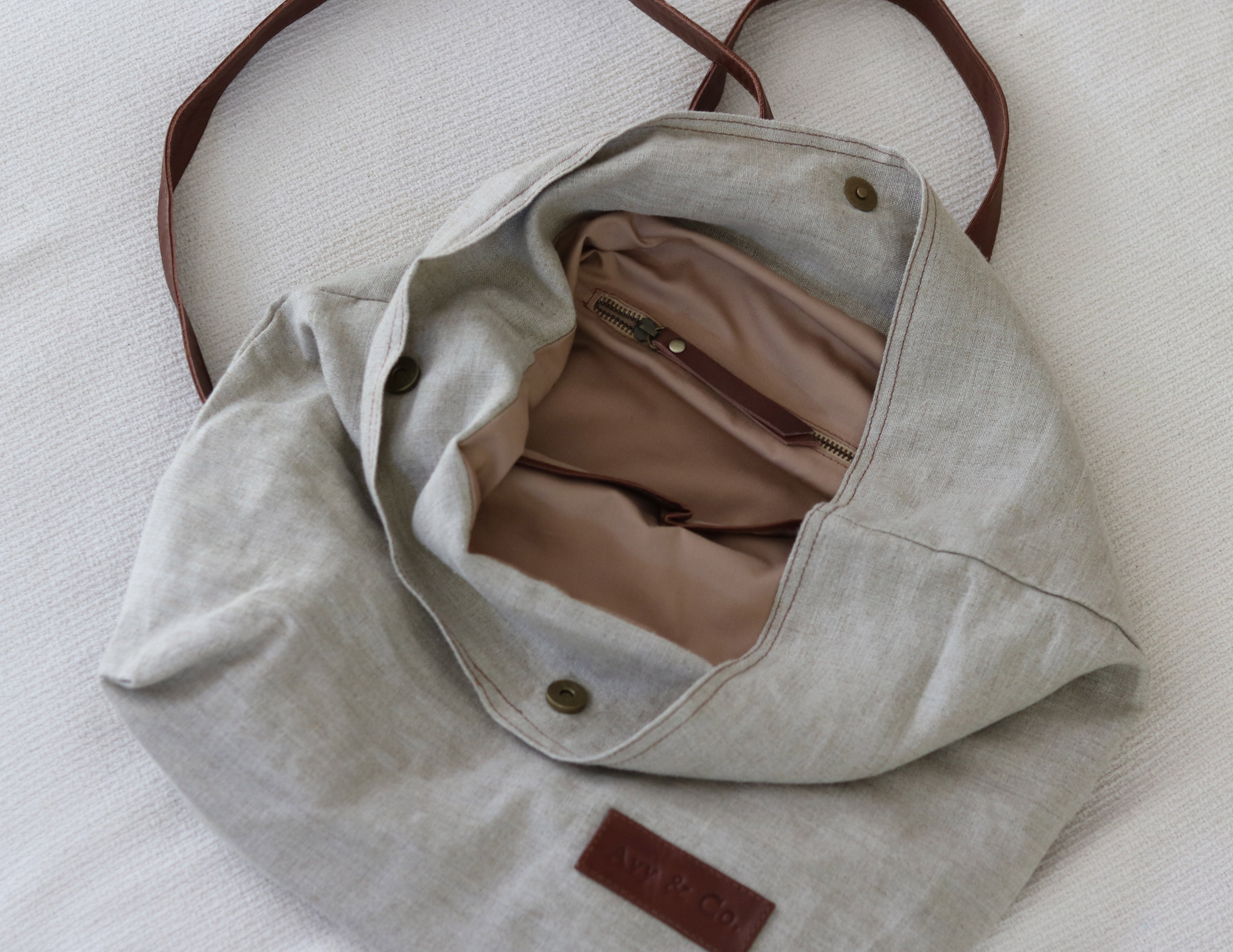 Linen & Leather Fold Backpack