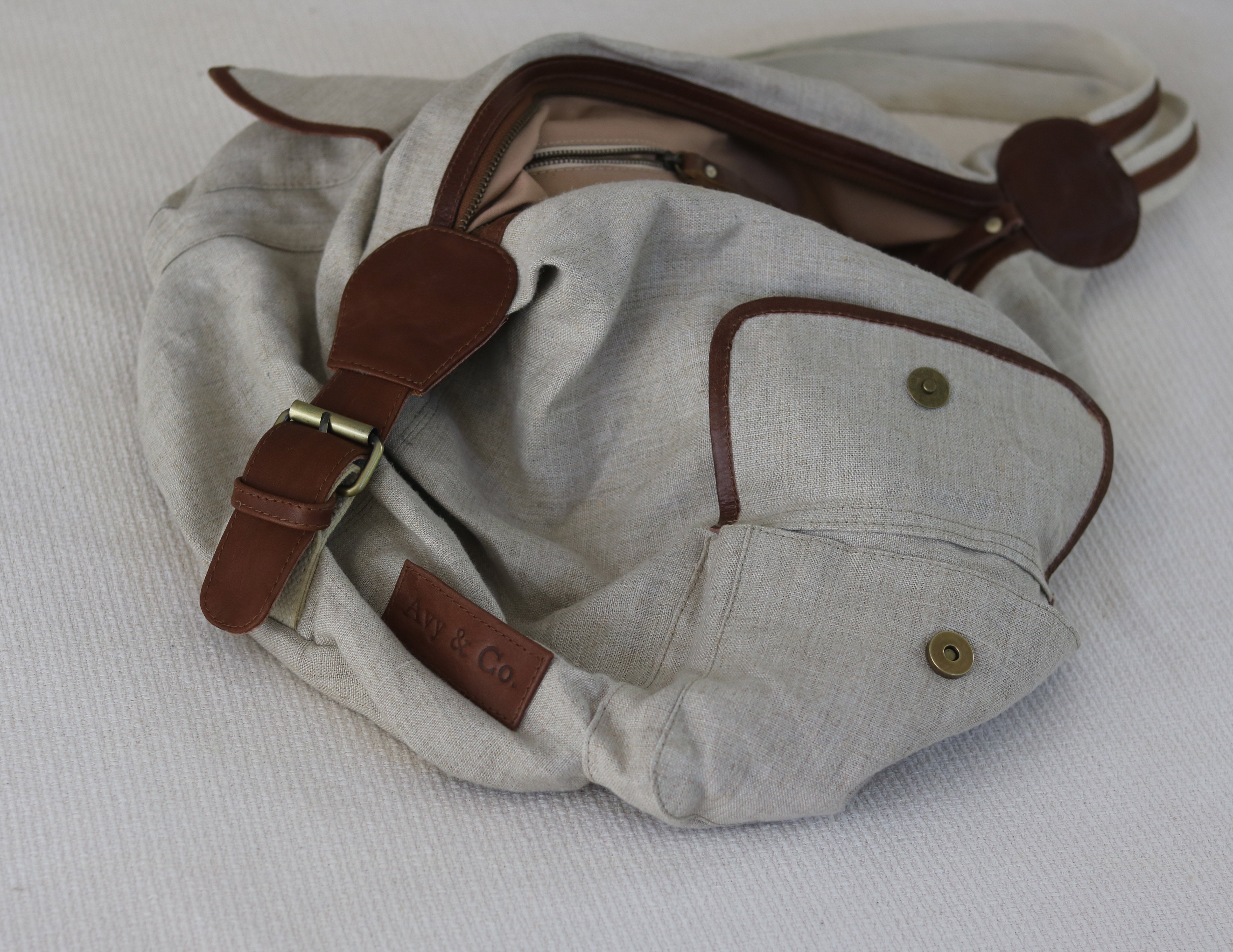 Linen & Leather Pocket Backpack