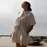 YIN - NATURAL Linen Playsuit