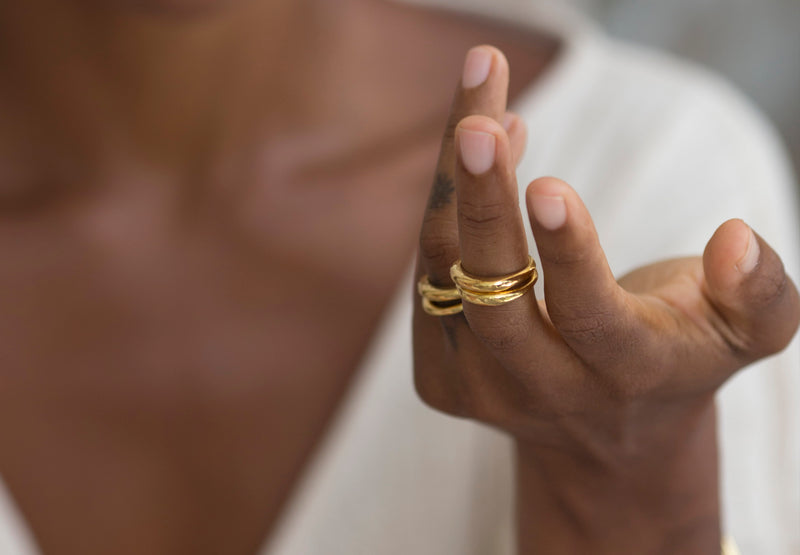 ARIE - Bronze Organic Form Stacker Rings - Set of Two